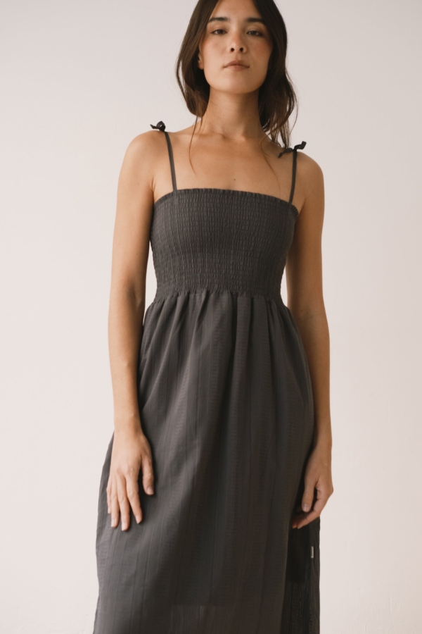 Vestido nido de abeja gris antracita