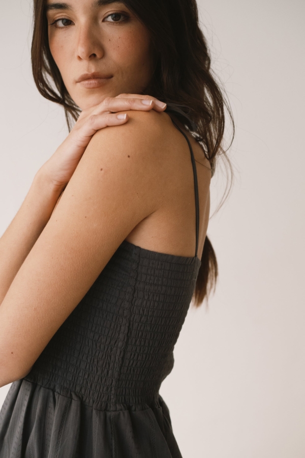 Vestido nido de abeja gris antracita