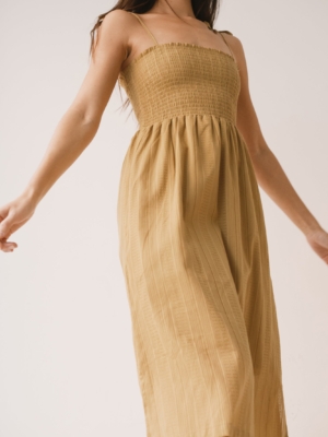 Vestido nido de abeja mostaza