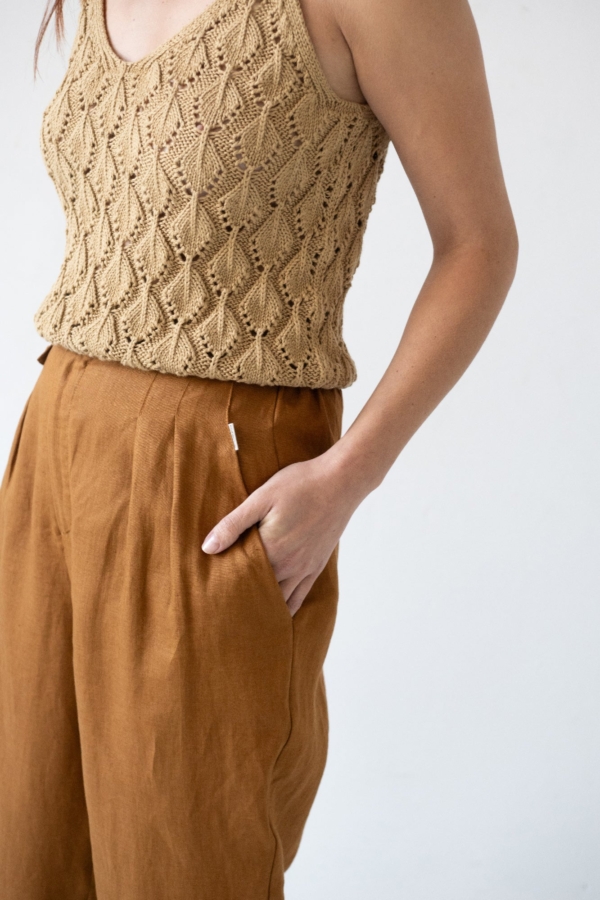 Pantalón pinzas Terracota Bijoux de Lino