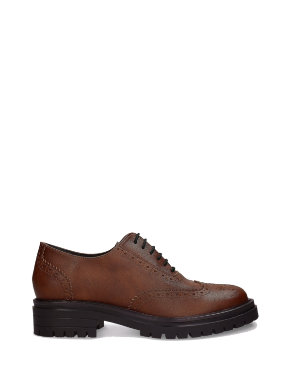 Zapatos Derby Brogue Veganos para Mujer Grace Marrón