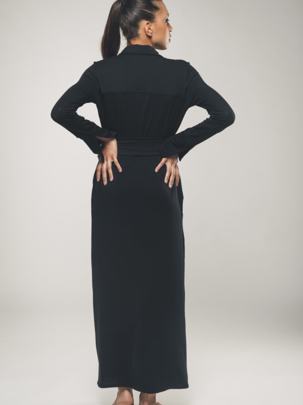 Vestido Camisero Maxi de Manga Larga en Negro - Beatrice