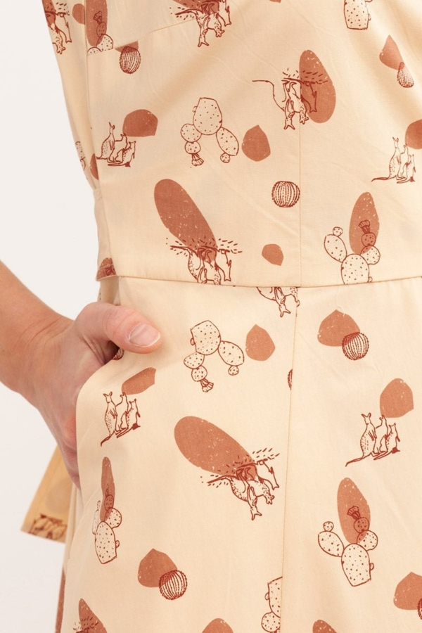 Vestido cinturón Cruzado popelín Bega Beige