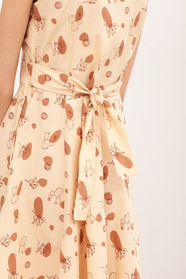 Vestido cinturón Cruzado popelín Bega Beige