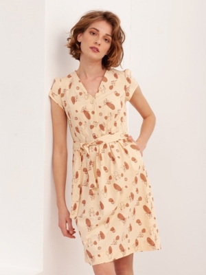 Vestido manga corta Belma Beige