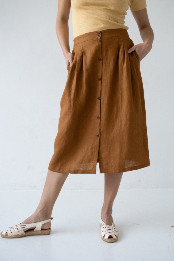 Falda Bernadette de Lino Terracota