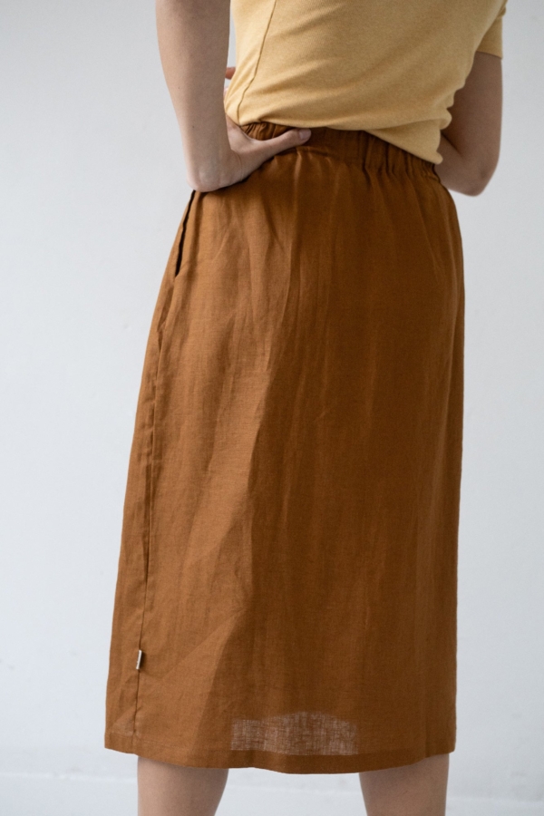 Falda Bernadette de Lino Terracota