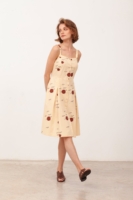 Vestido Tirantes con botones Betsy Beige pájaros