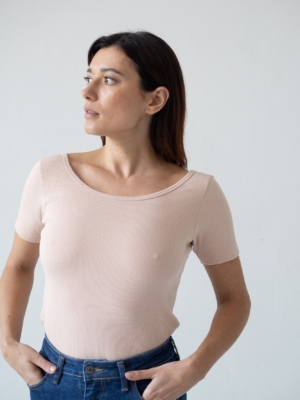 Camiseta cuello barco Brooke Rosa manga corta