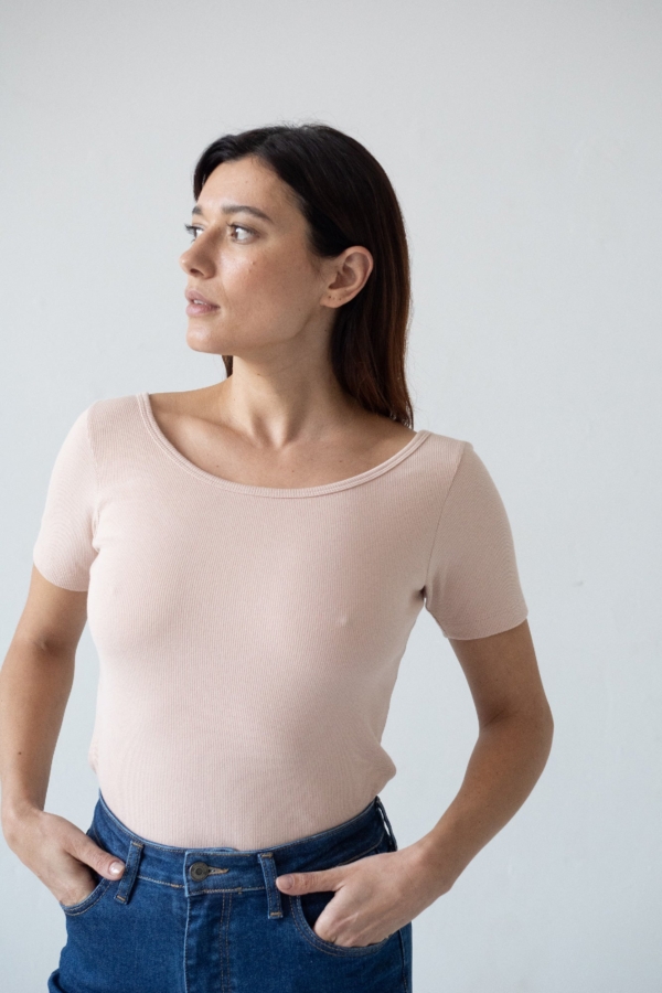 Camiseta cuello barco Brooke Rosa manga corta