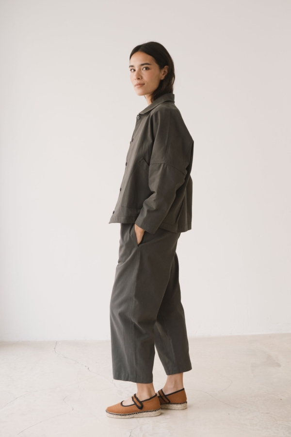 Chaqueta de sarga oversized gris