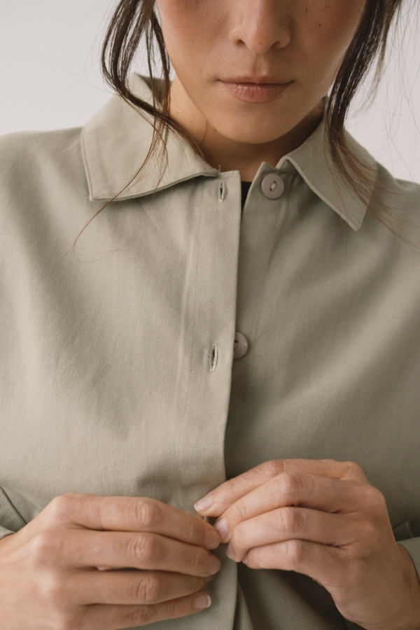 Chaqueta de sarga oversized verde salvia