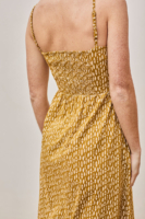 Vestido Ecológico Nido de Abeja Fabia Étnico Mostaza