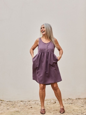 Vestido Corte Imperio Febe Púrpura Ecológico