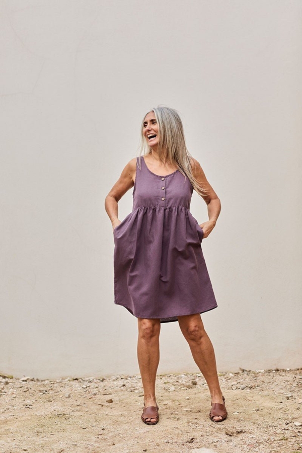 Vestido Corte Imperio Febe Púrpura Ecológico