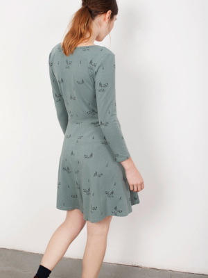 Vestido media capa Lorianne verde estampado