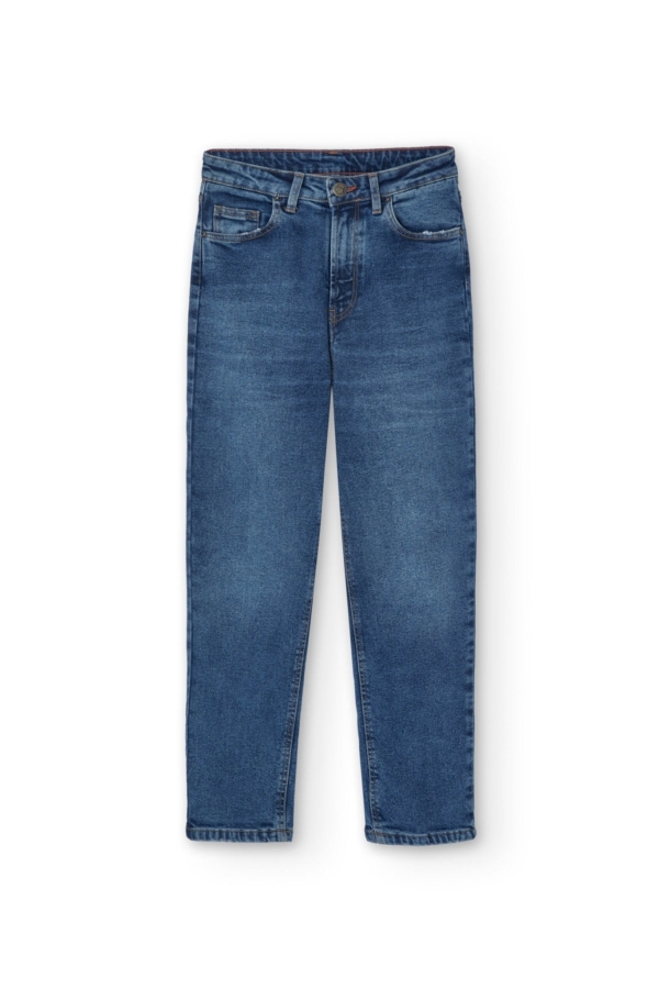 Pantalones Momfit Denim azul desgastado