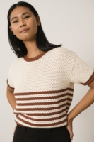 Top Punto Manga Corta Hadara Rayas Marineras Rojo