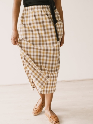 Falda midi Halia vichy algodón orgánico