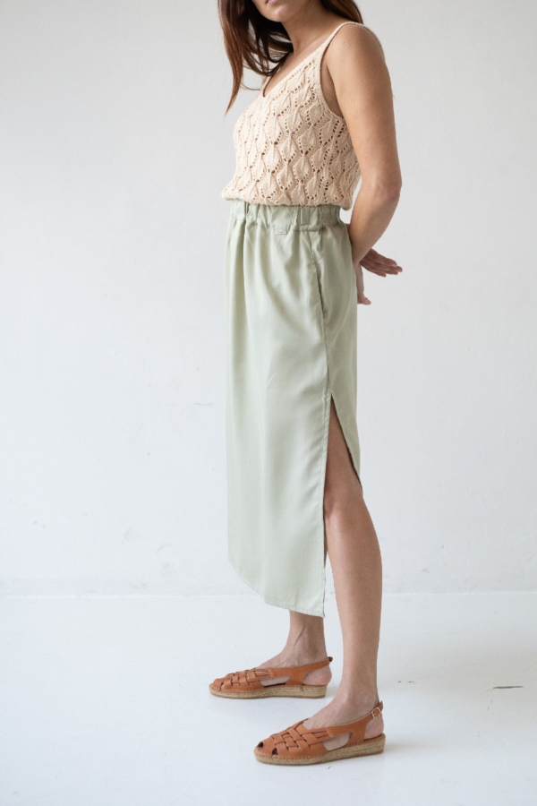 Falda midi Halia Tencel verde jade