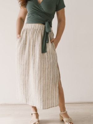 Falda midi Halia Tencel estampado rastro