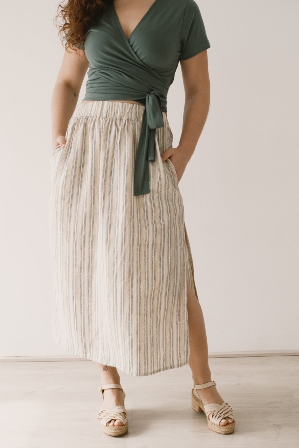 Falda midi Halia Tencel estampado rastro