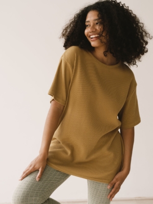 Camiseta unisex Harmony waffle mostaza