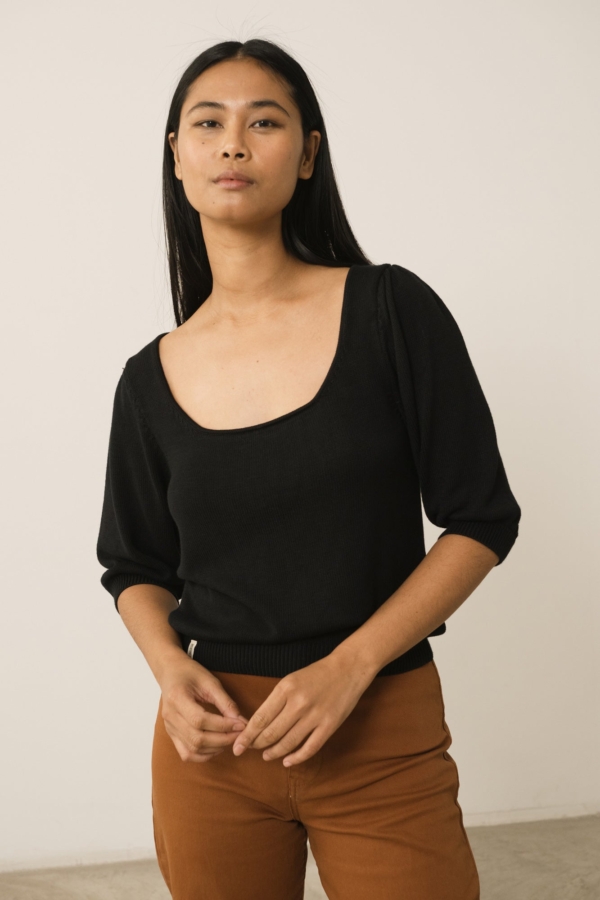 Top Punto Haya Lyocell Tencel Negro