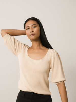 Top Punto Haya Lyocell Tencel Beige Rosado