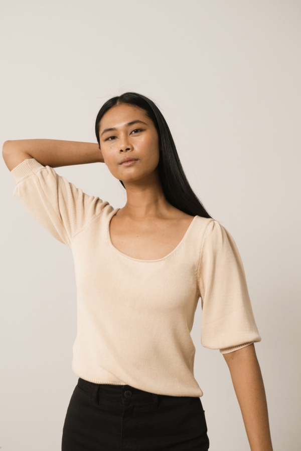 Top Punto Haya Lyocell Tencel Beige Rosado
