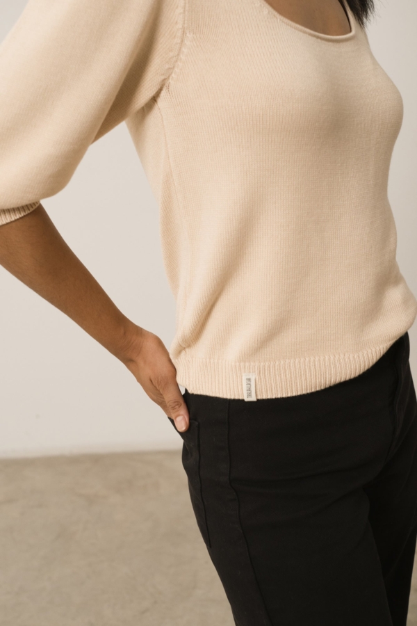 Top Punto Haya Lyocell Tencel Beige Rosado
