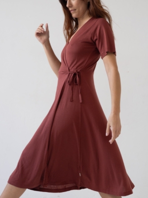 Vestido Helen cruzado Tencel rojo