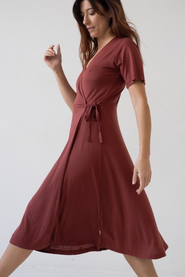 Vestido Helen cruzado Tencel rojo