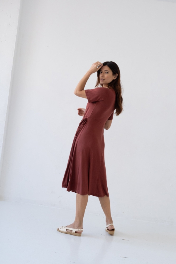 Vestido Helen cruzado Tencel rojo