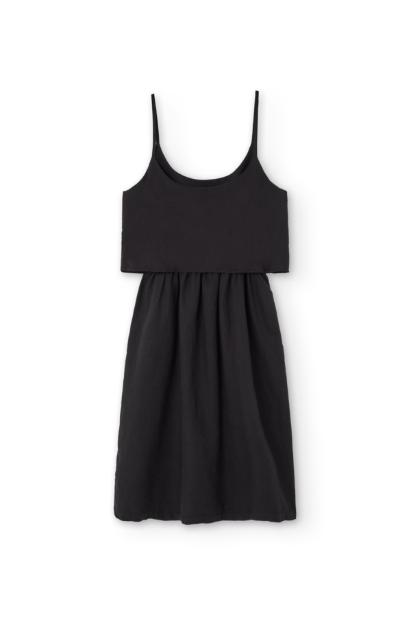 Henar Black Linen Blend Strap Dress