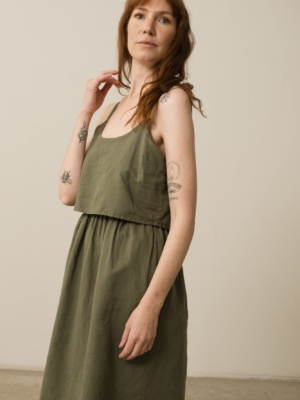 Vestido Tirantes Henar Lino Verde
