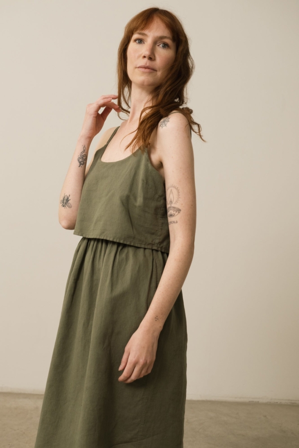 Vestido Tirantes Henar Lino Verde