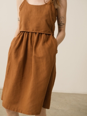 Vestido Tirantes Henar Lino Terracotta