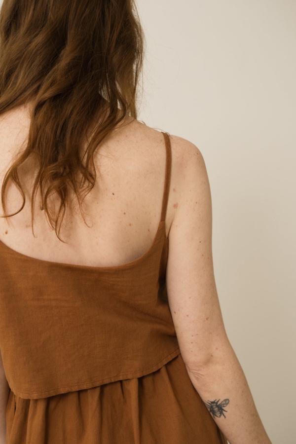 Vestido Tirantes Henar Lino Terracotta