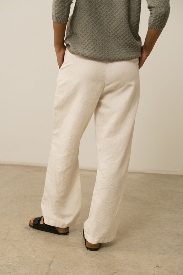 Pantalón Henna Oversized Lino Blanco