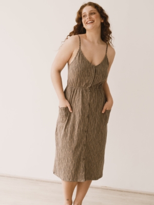 Vestido midi Hiara marrón corteza