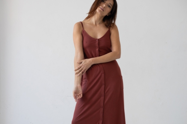 Vestido midi Hiara Tencel rojo