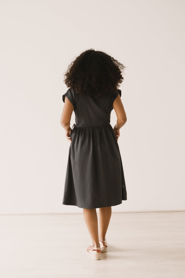 Vestido Hira midi cruzado Tencel negro