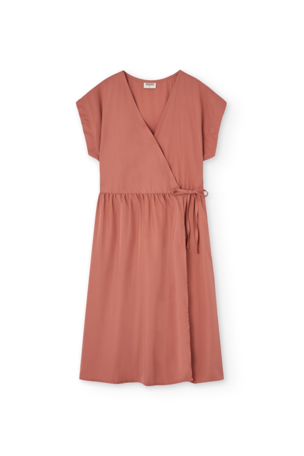 Vestido Hira midi cruzado Tencel rosa coral