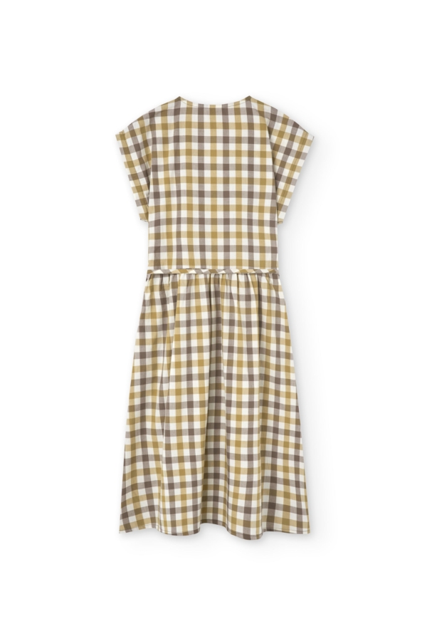 Vestido Hira midi cruzado vichy algodón orgánico