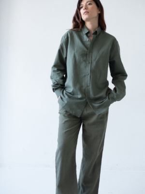 Camisa Unisex Hugo verde de lino