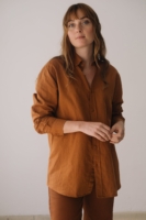 Camisa terracota Hugo unisex de lino