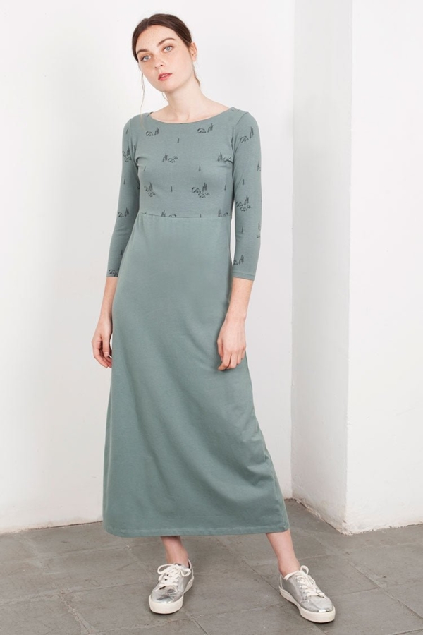Maxi vestido Lara verde estampado.