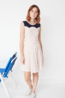 Vestido combinado Maira estampado corales y azul marino