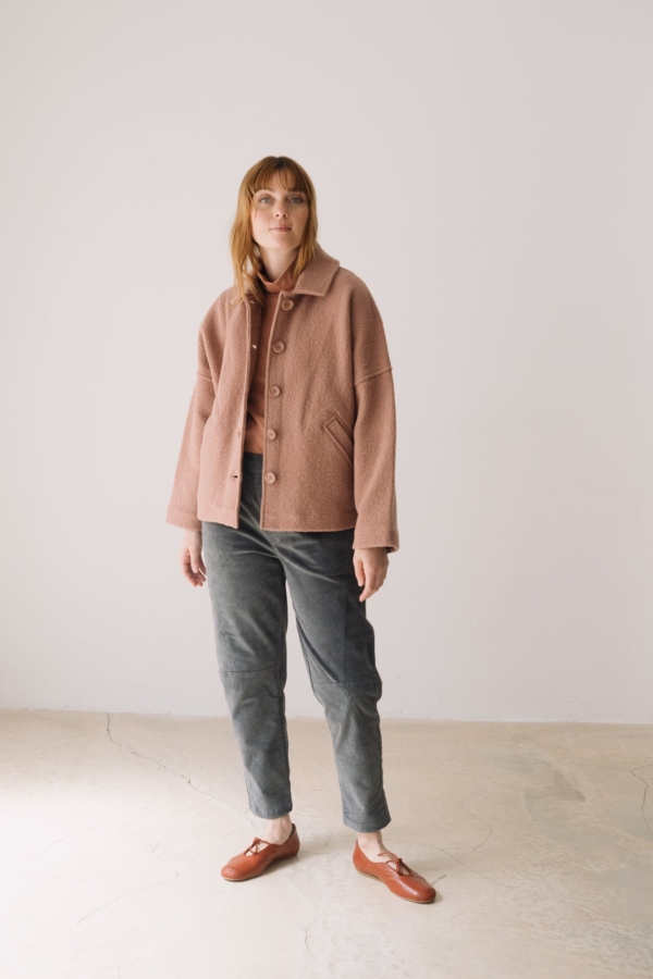Chaqueta corta 100% lana merino rosa